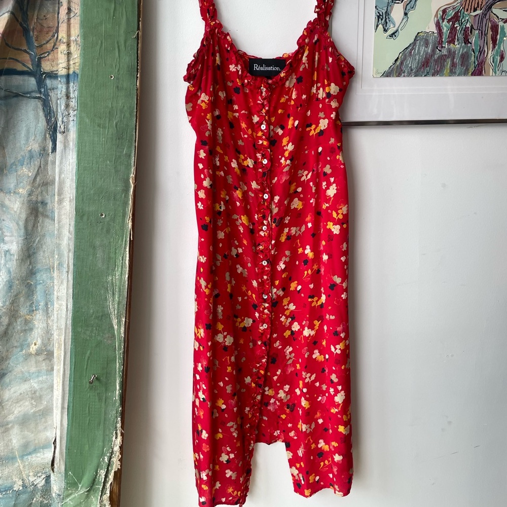 Realisation Par Red Floral Slip Dress